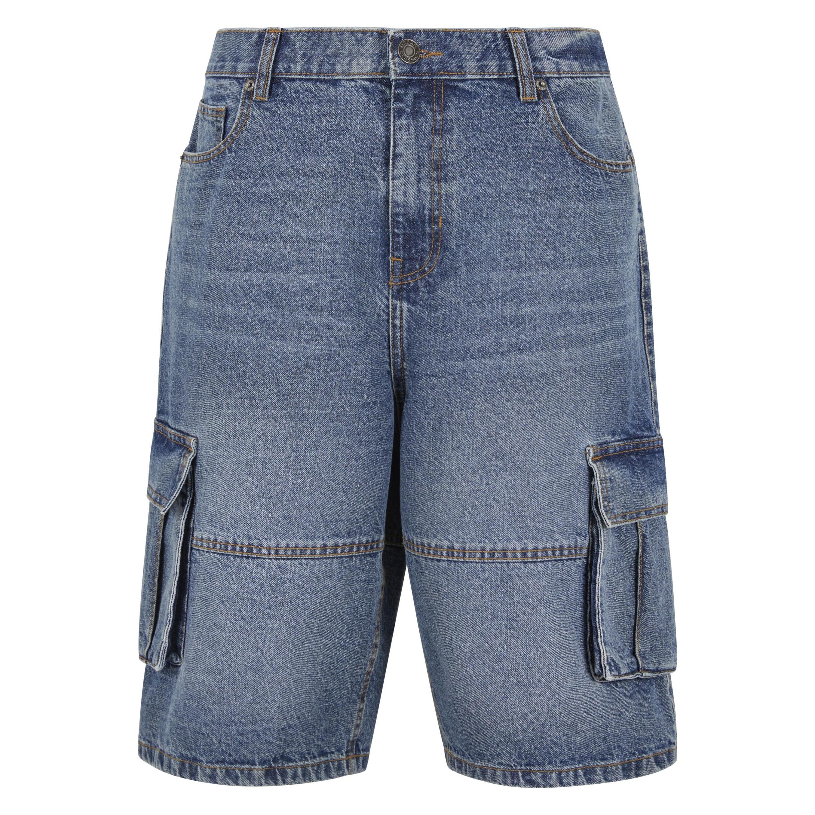 Urban Classics, Herren, Shorts, Relaxed Denim Cargo Shorts Mid Deep Blue Washed 40, Blau