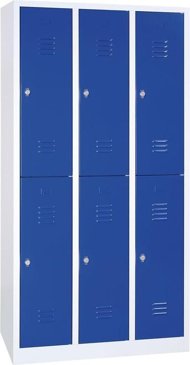Produktbild Gürkan Spind lichtgrau, enzianblau 106124, 6 Schliessfächer 90,0 x 50,0 x 195,0 cm (90 cm, 195 cm)