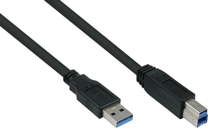 Produktbild Kabelmeister Anschlusskabel USB 3.0 Stecker A an Stecker B, Premium, DATA AWG28 / Power AWG24, UL (3 m, USB 3.2 Gen 1)