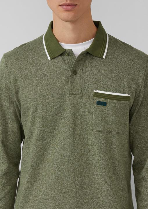 Produktbild s.Oliver Polo-Shirt Langarm-Polo mit Bündchen in Melange-Optik (L, M)