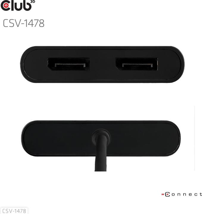 Produktbild Club 3D Club3D Adapter USB-C > 2x DP 4K@60Hz mit USB-A Adapter St/Bu retail (USB-A, 27.50 cm)