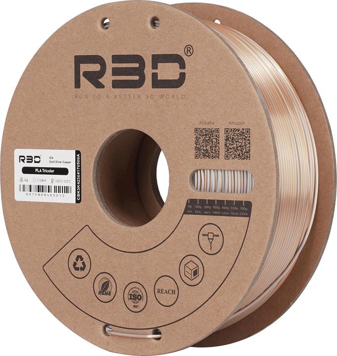 Produktbild R3D eSilk Mystic-PLA Gold-Silber-Kupfer Filament 1.75mm 1Kg (PLA, 1.75 mm, 1000 g)