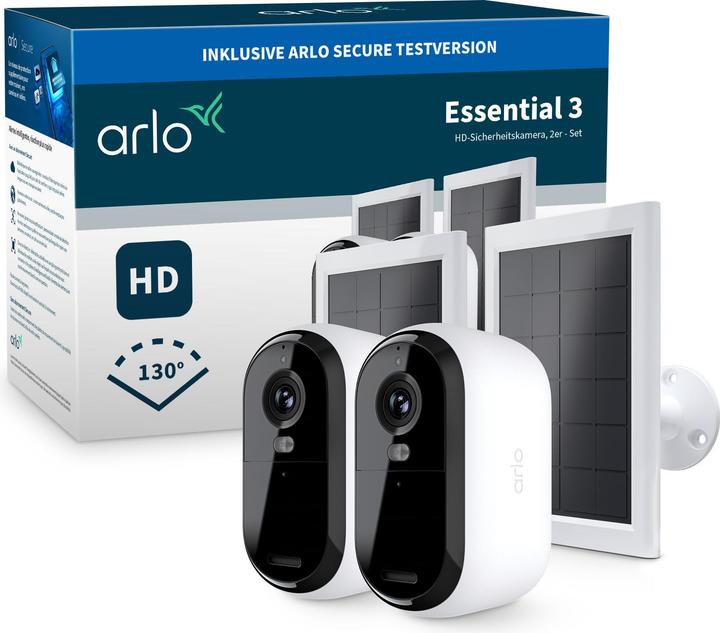 Produktbild Arlo Essential 3 2er Set mit Solarpanel (1920 x 1080 Pixels)
