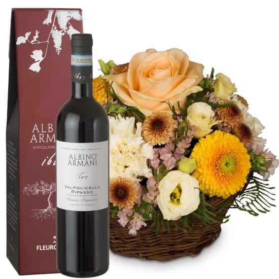 Fleurop Bright Surprise mit Ripasso Albino Armani DOC (75 cl)