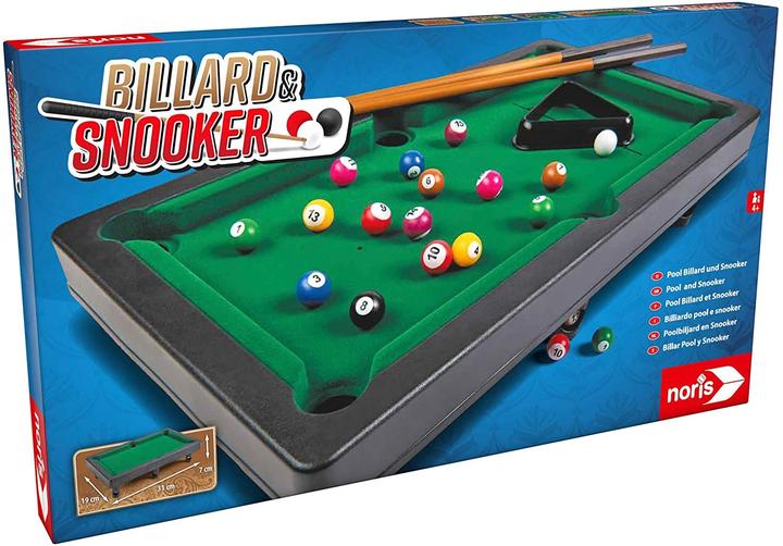 Noris 606167704 Pool billiards & snooker incl. 2 cues, 16 billiard and 17 snooker balls and triangle