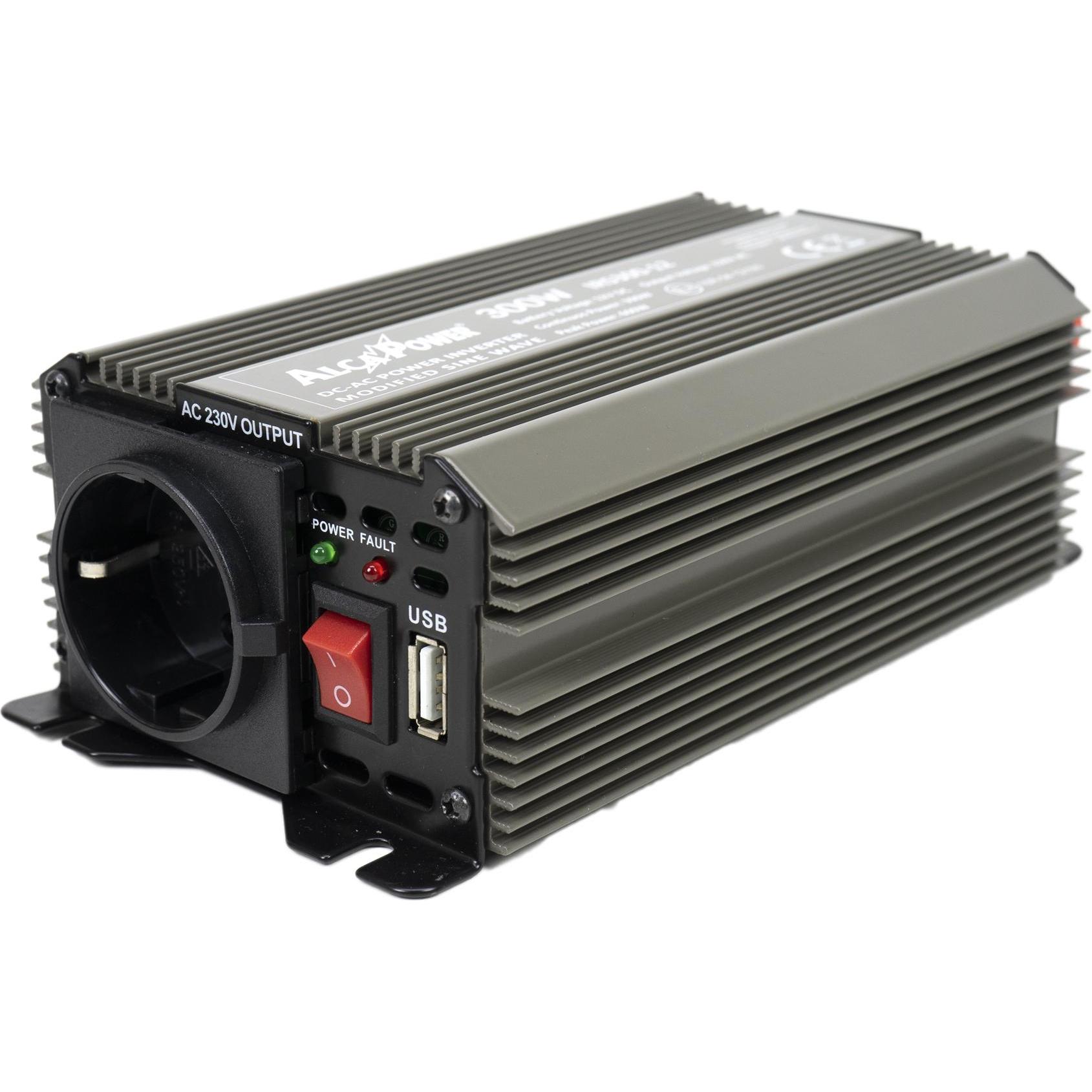 President, Spannungswandler, Spannungswechselrichter AlcaPower von 300W Netzteil 12V, Ausgang 230V, modifizierte Sinusw