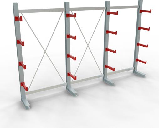 Produktbild Schulte Lagertechnik K 3000 Kragarm-Komplettregal 4 Ständer - 1-seitig