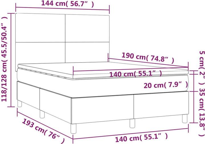 Image du produit vidaXL Boxspringbett (140 x 190 cm)