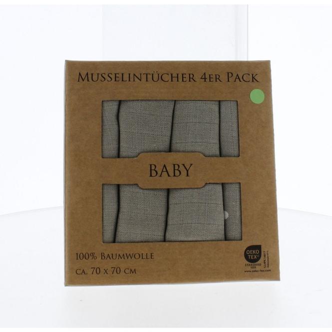 Hütte & Co. Mulltücher - aus Baumwolle - 70 x 70 cm - Mond/Sterne - 4 Stück - grau (70 cm, 70 cm)