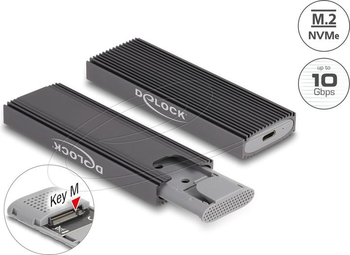 Delock Externes USB Type-C Combo Gehäuse für M.2 NVMe PCIe o (M.2 2230, M.2 2260, M.2 2280, M.2 2242)