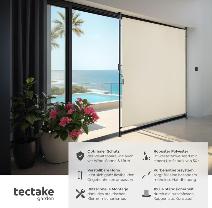 Produktbild tectake Klemmmarkise Taija mit Handkurbel (1.28 m)
