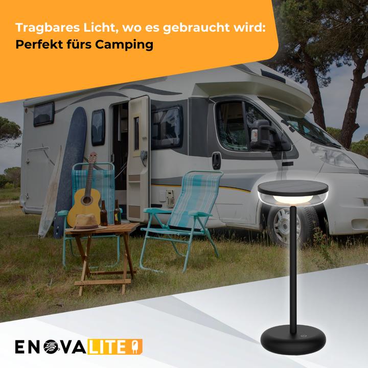 Produktbild Enovalite LED-Akku-Tischleuchte, Solar- u. Netzbetrieb, dimmbar, 2700K (160 lm)