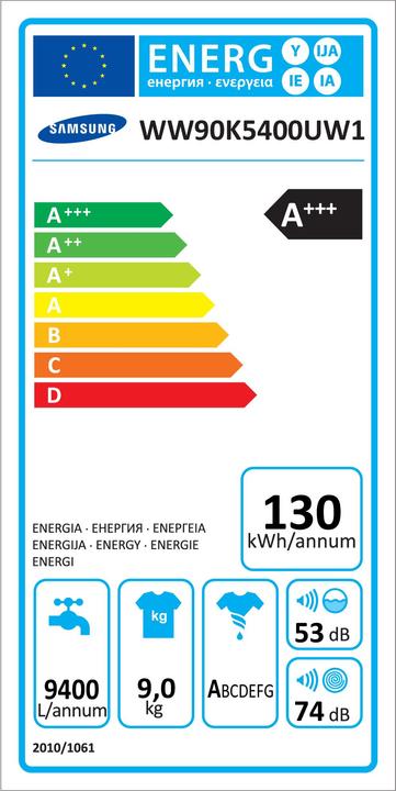 Energie-Label Samsung Ww90k5400uw1/Ws (9 kg, Links)