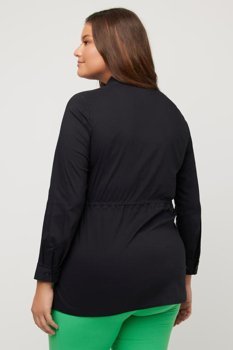 Immagine prodotto Ulla Popken Blusa dal taglio svasato con coulisse, collo da camicia e maniche lunghe (46, 48)