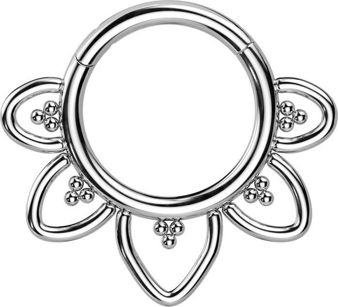 Produktbild Star Piercing Micro Segmentring klappbar silber filigrane Herzen (Titan, ohne Messing)