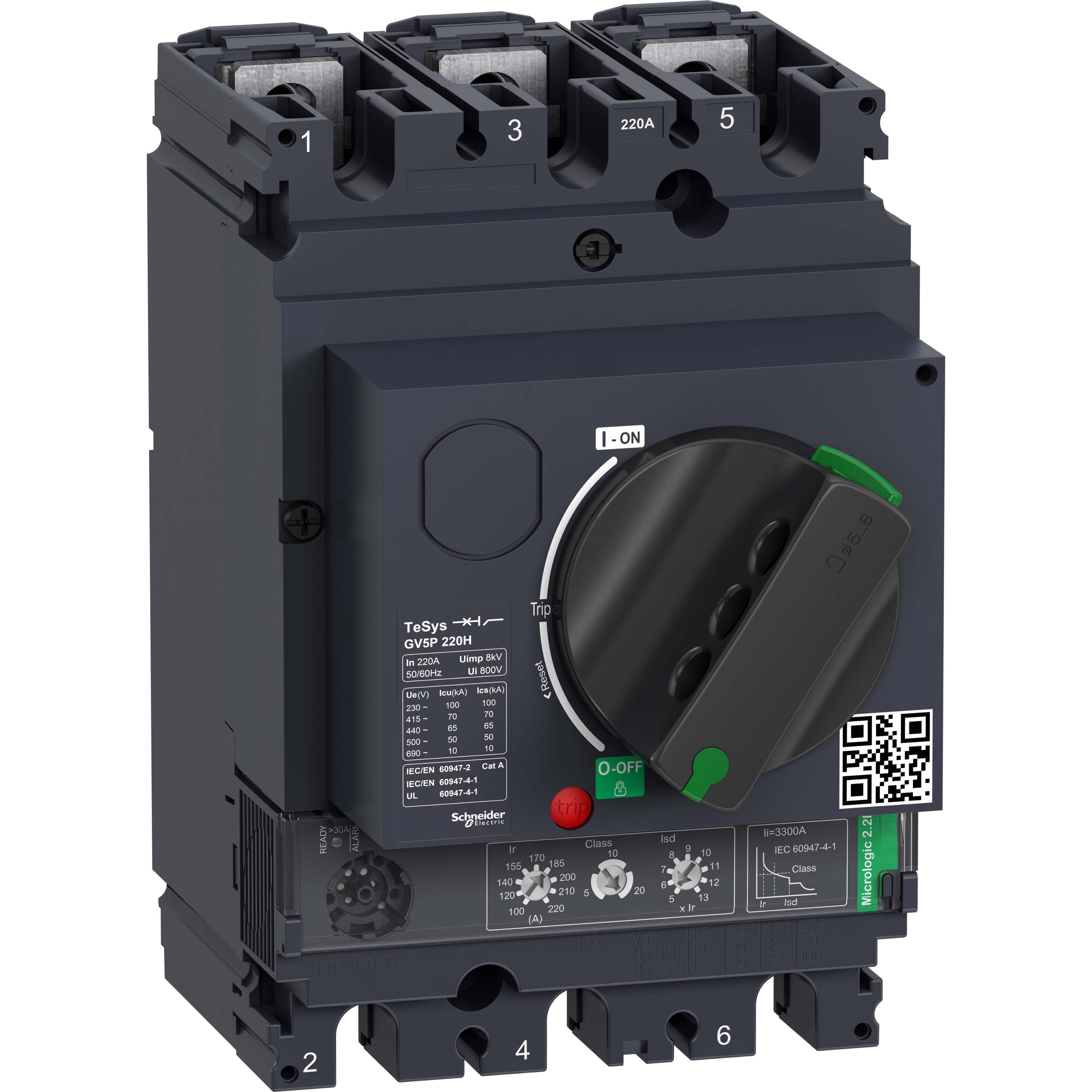 Schneider Electric, Schutzschalter, Motorschutzschalter, TeSys GV5, 3P, GV5P220H