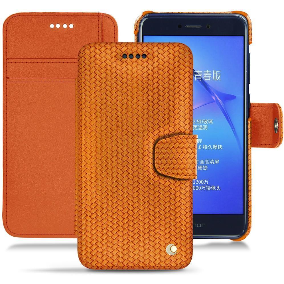 Noreve Lederschutzhülle Wallet (Huawei P8 Lite (2017)), Smartphone Hülle, Orange
