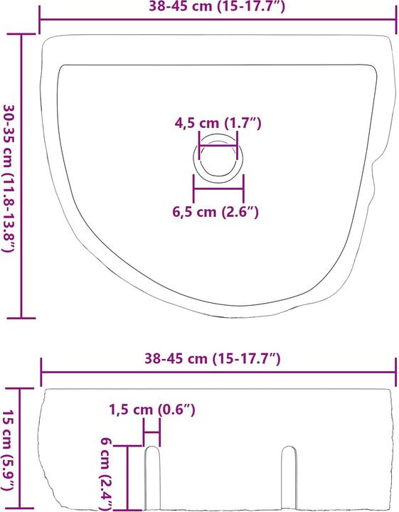 Actual product image vidaXL Badezimmer-Basin (350 mm, 450 mm)