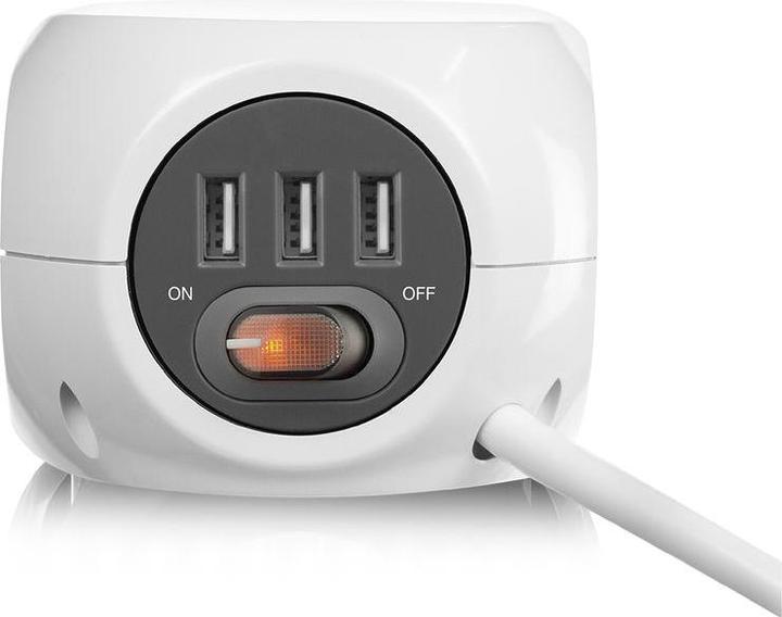 Produktbild ACT Power socket cube (PDU) with 3 sockets type F, 3 USB-A ports, 3m