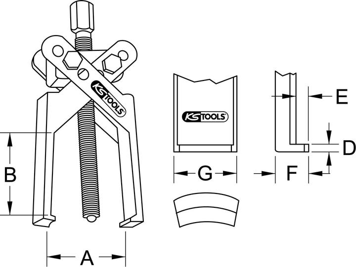Actual product image KS Tools Universal puller 2-arm. 6-100mm 620.5201