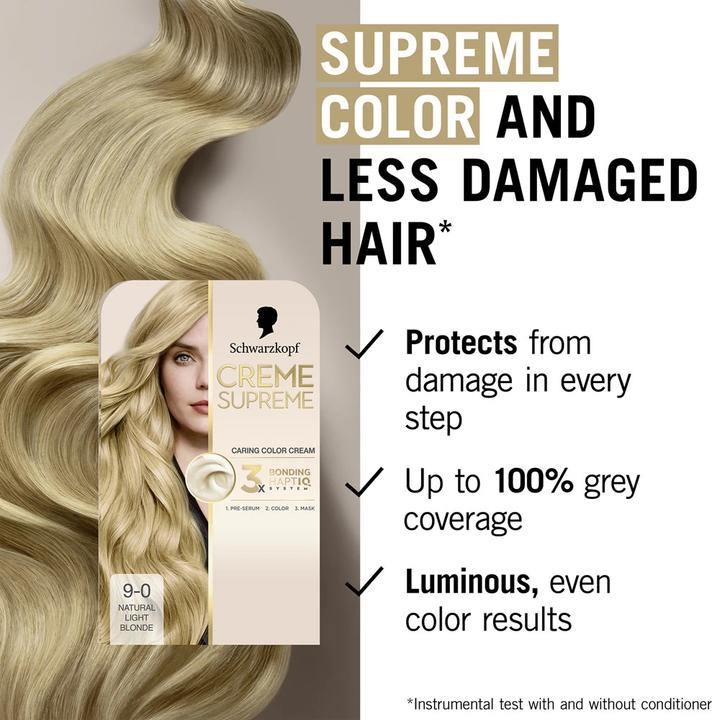 Actual product image Garnier Schwarzkopf Creme Supreme Hair Color Shade 90 Natural Light Blonde (Blond)