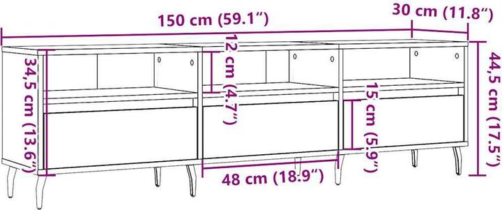 Image du produit VidaXL TV Schrank Lowboard Fernsehschrank Fernsehtisch TV Möbel Altholz-Optik (150 x 30 x 44.5 cm)