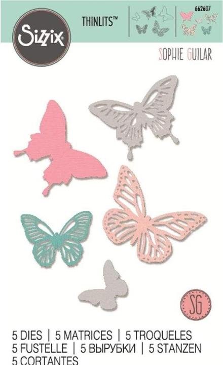 Actual product image Sizzix Thinlits Butterflies Cutting Template Set in a pack of 5 by Sophie Guilar