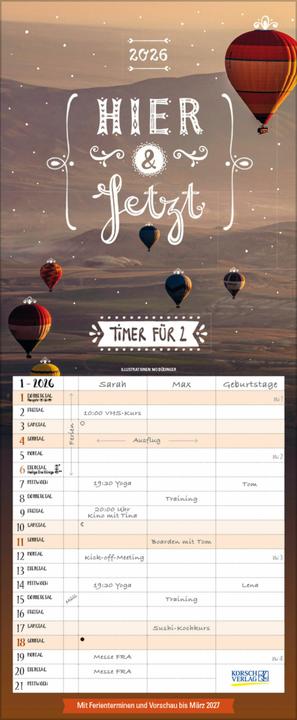 Produktbild Hier und jetzt Timer fr 2 2026 (19 x 46 cm)