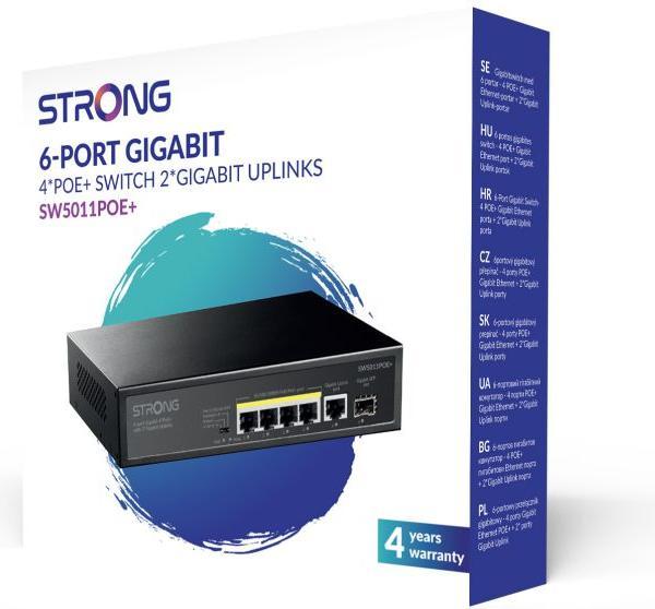 Actual product image Strong Switch 4 Porte Gigabit POE (SW5011POE+) (6 ports)