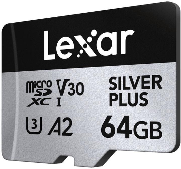Actual product image Lexar Professional Silver Plus (64 GB, microSDXC, U3, UHS-I)