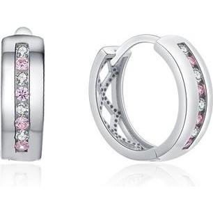 Moiss, Ohrringe, Runde Silberohrringe mit farbigen Zirkonen