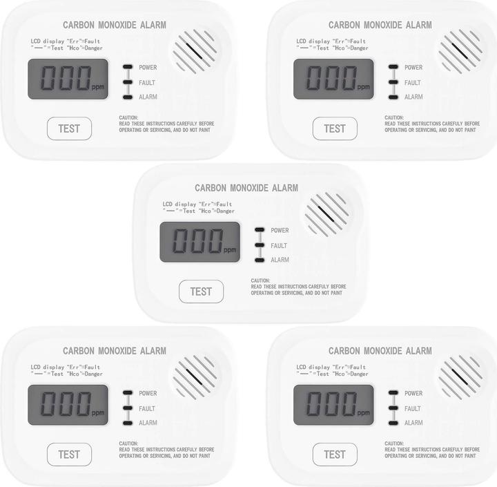 Produktbild Wiltec 5x CO Melder Display Kohlenmonoxid Gasmelder Gaswarnanlage Warnmelder
