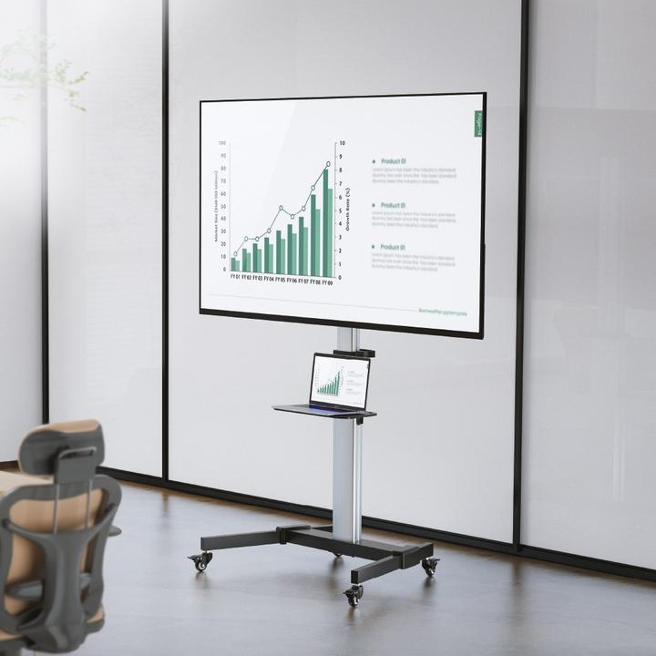 Actual product image Techly EFB TV trolley for LCD LED TV 93,98cm 37inch - 218,44cm 86inch with one shelf (50 kg, 37" - 86")