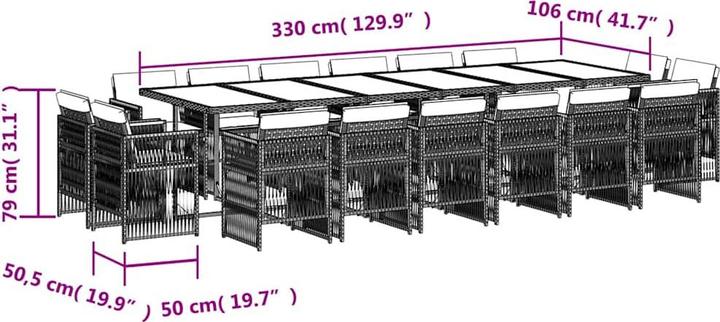 Produktbild vidaXL Garten Essgruppe (330 x 106 x 73 cm)