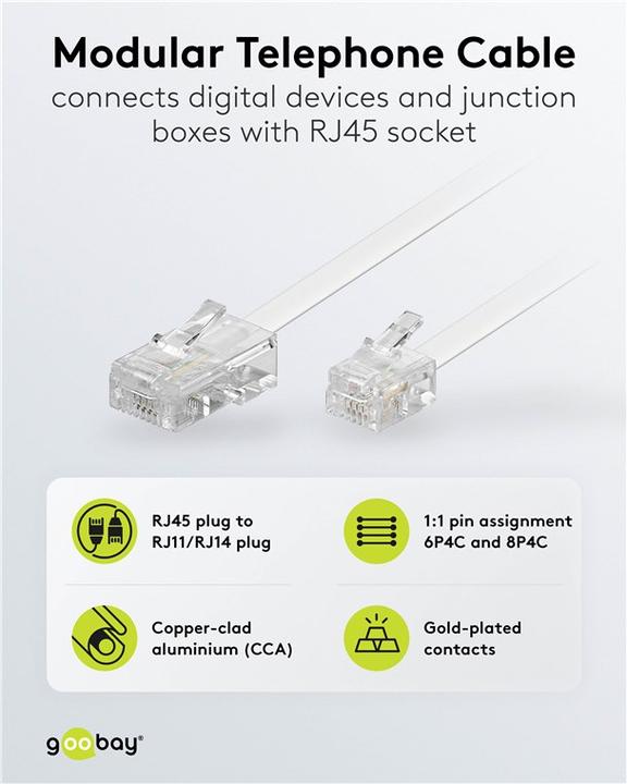 Image du produit Goobay Câble RJ-11/RJ-45 de 3m