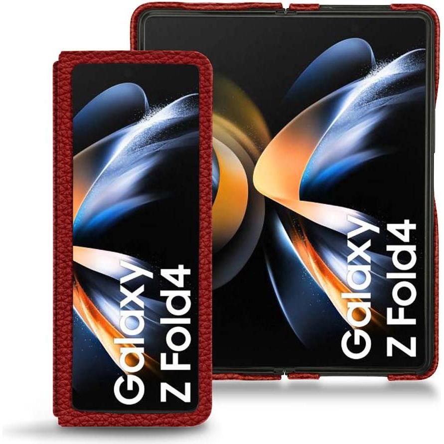 Thumbnail - Noreve Lederschutzhülle Samsung Galaxy Z Fold4 (Samsung Galaxy Z Fold4), Smartphone Hülle, Rot