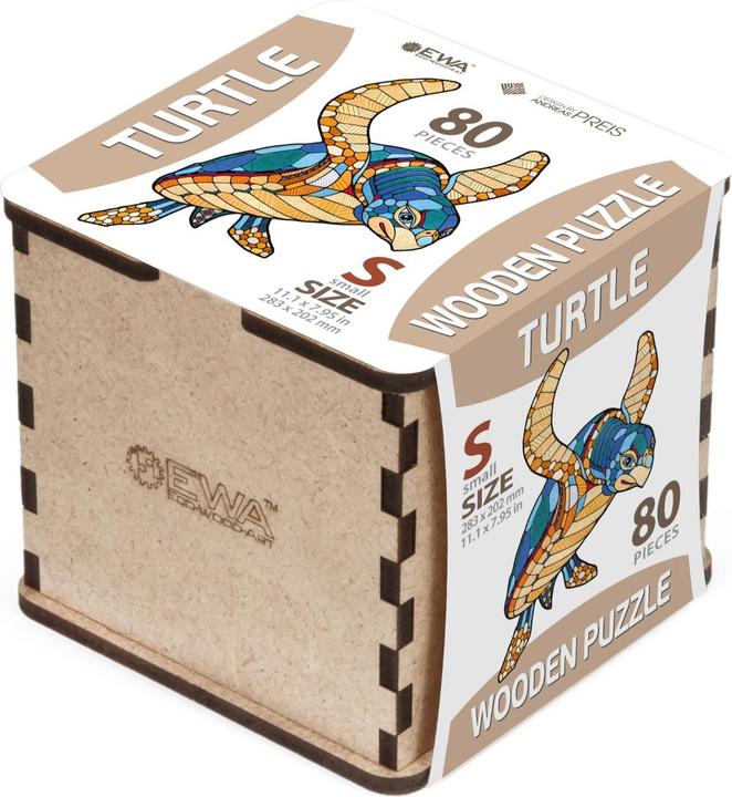Image du produit Eco Wood Art Puzzle en bois S - Tortue (Dans une boîte en bois) (80 pièces)