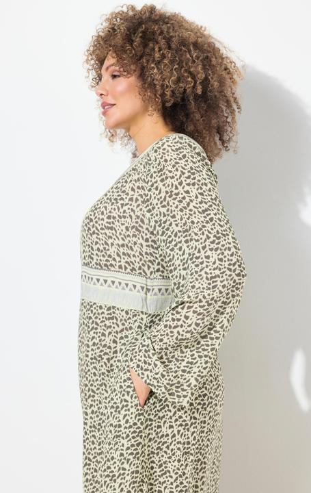 Image du produit Ulla Popken Robe midi décolleté en V et manches longues, coupe évasée (60)
