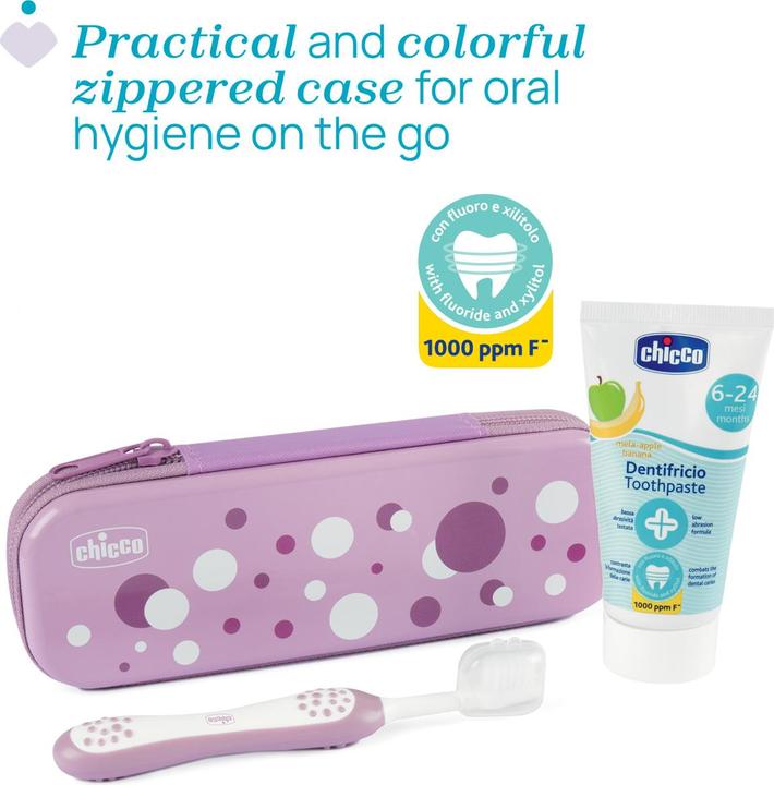 Productafbeelding Chicco Mondverzorgingsset PINK POIS, met fluoride - 6m+ (Extra zacht, 1x)