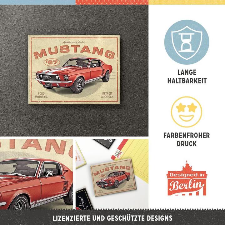 Immagine prodotto Nostalgic-Art Merchandising Magnete Ford Mustang 1 pezzo, giallo/rosso (1x)