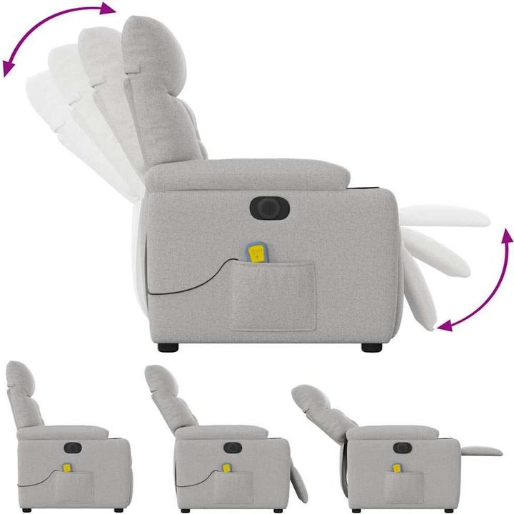 Immagine prodotto vidaXL Poltrona massaggiante elettrica in tessuto grigio nuvola