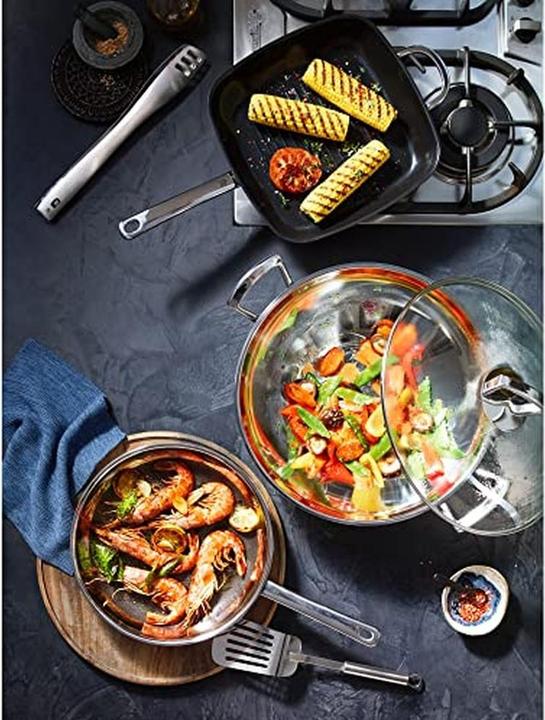 Produktbild WMF Wok Wokpfanne 36cm mit Glasdeckel Induktion Edelstahl (36 cm, Wok Pfanne, Edelstahl)