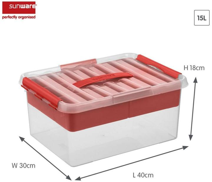 Immagine prodotto Sunware Cassetta Q-line con inserto 15L rosso trasparente (40 x 30 x 18 cm, 15 l)
