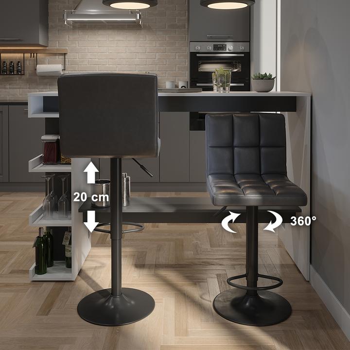 Produktbild Vicco Barhocker 2er Set Sena, Grau/Schwarz, 42 x 94 cm
