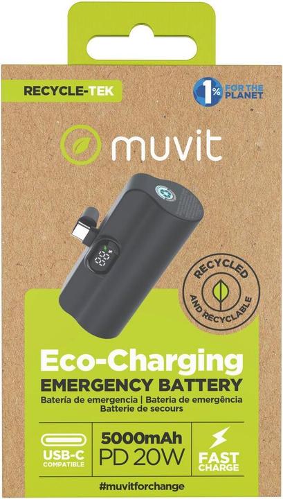 Immagine prodotto Muvit Powerbank for Change DP53D-R-PD Schwarz 5000 mAh (5000 mAh, 20 W)