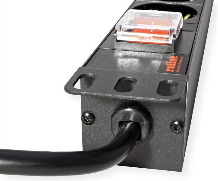 Actual product image Roline 19" socket strip 8-way. with illuminated switch. 1.8m. black (8x, CEE 7/3, 2 m)