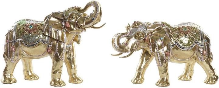 Produktbild DKD Home Decor Decorative Figure Elephant Golden Resin Multicolour (45,5 x 20 x 35 cm) (2 Units)