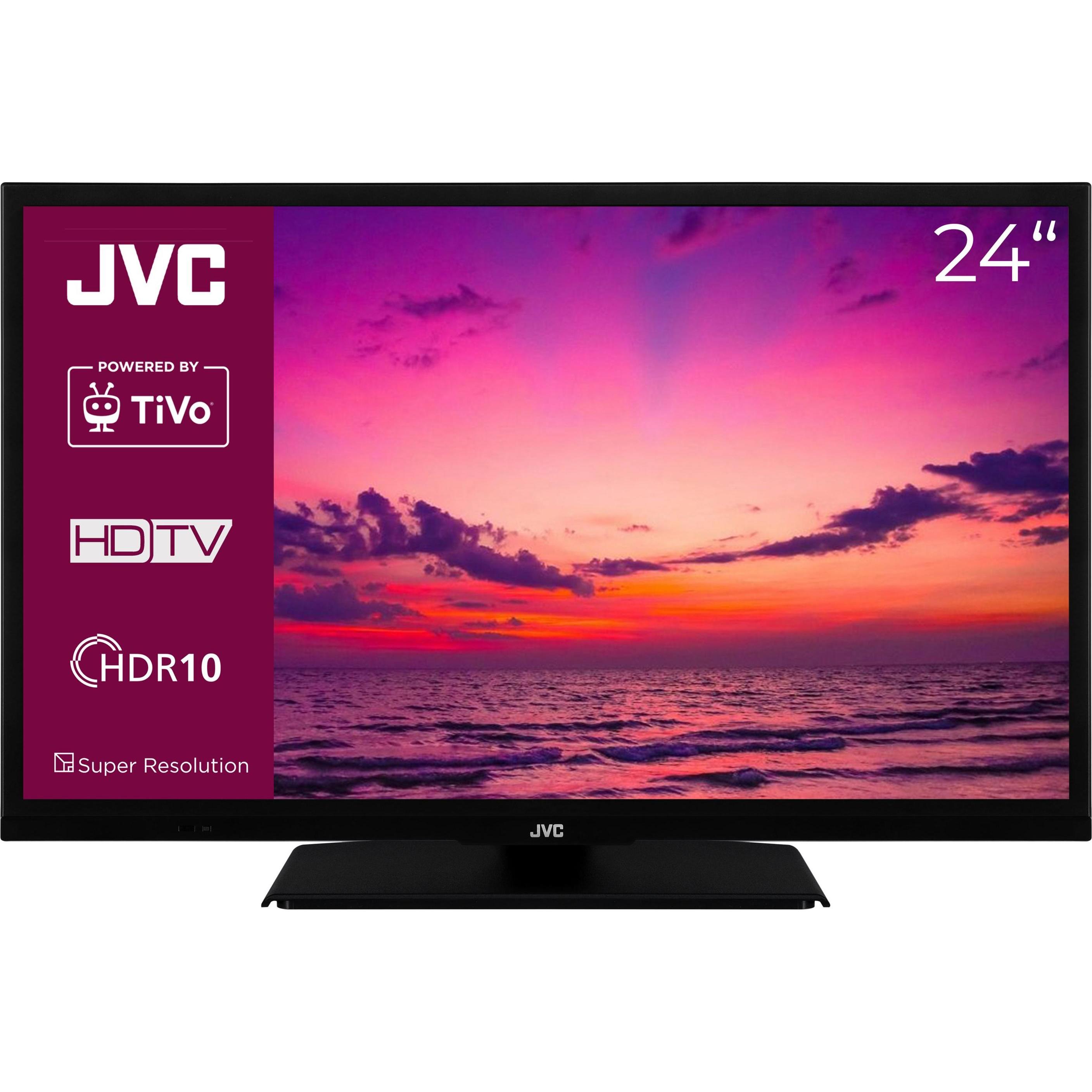 JVC LT-24VH5455 TV da 24 pollici Smart TV Powered by TiVo (HD-Ready, HDR, triplo sintonizzatore, 6 mesi (24", LED, HD, 2024), TV, Nero