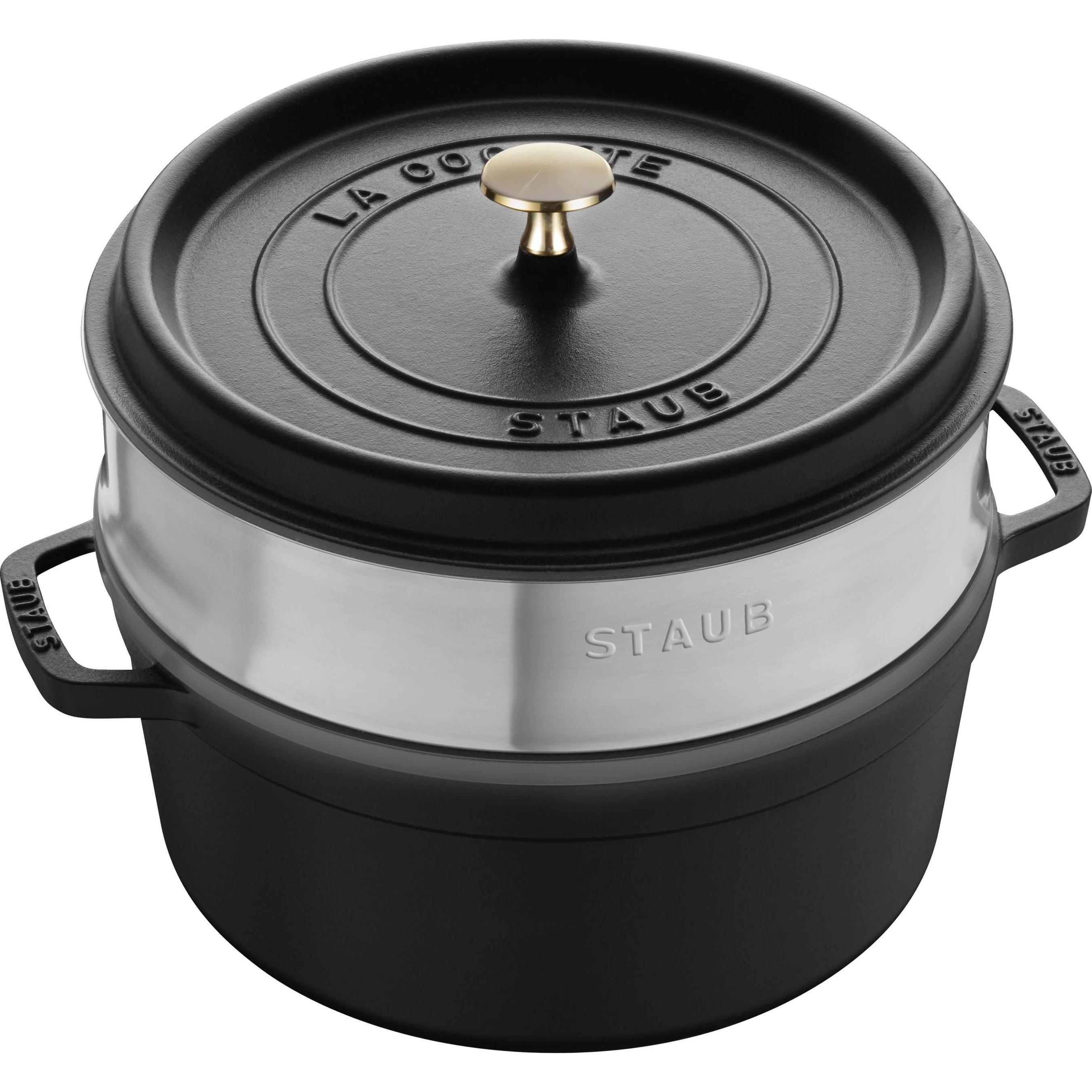 Staub Cocotte mit Dämpfeinsatz, Pfanne + Kochtopf, Schwarz