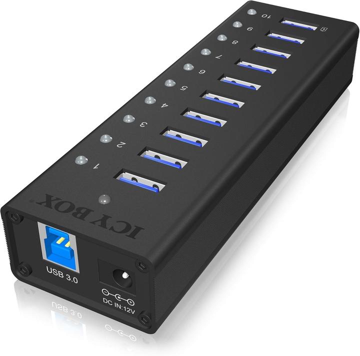 Produktbild Icy Box USB Hub High-Speed & Pug Play Connection ,IB-AC6110 (USB-B, 10 Ports)